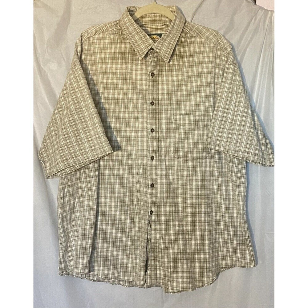 Cabela's Men's Green Plaid Short Sleeve Button Shirt Sz. 2XL